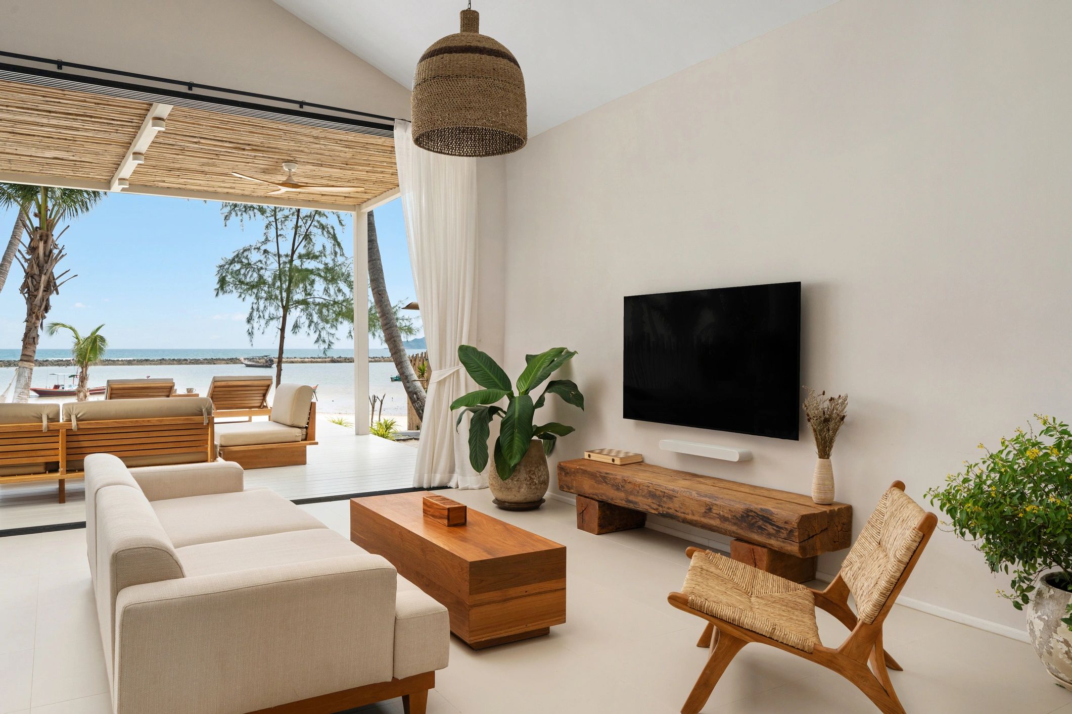 Elegant bespoke living room interior with clean lines